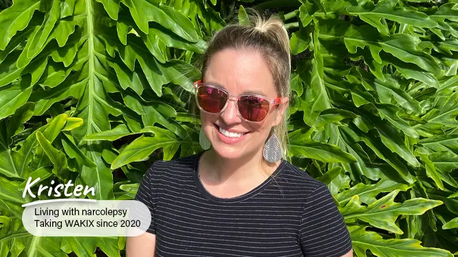 Video thumbnail of Kristen, a real person with narcolepsy taking WAKIX